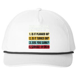 Funny Information Technology Tech Technical Support Gift Snapback Five-Panel Rope Hat