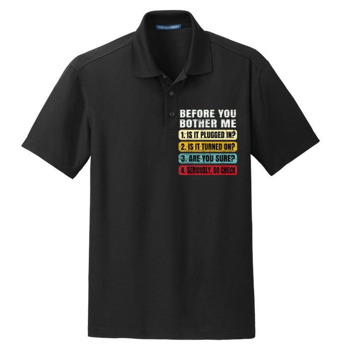 Funny Information Technology Tech Technical Support Gift Dry Zone Grid Polo