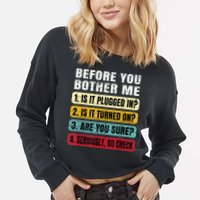 Funny Information Technology Tech Technical Support Gift Cropped Pullover Crew