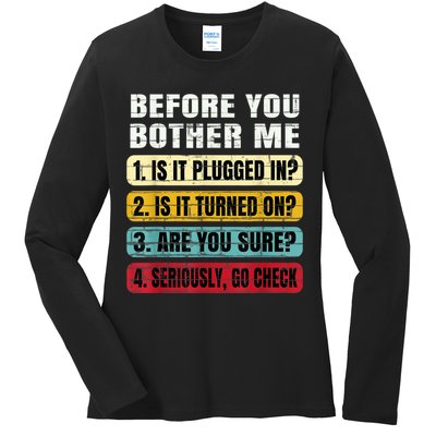Funny Information Technology Tech Technical Support Gift Ladies Long Sleeve Shirt