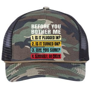 Funny Information Technology Tech Technical Support Gift Retro Rope Trucker Hat Cap