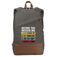 Funny Information Technology Tech Technical Support Gift Cotton Canvas Backpack