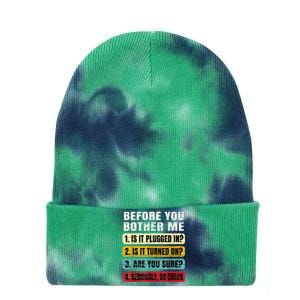 Funny Information Technology Tech Technical Support Gift Tie Dye 12in Knit Beanie