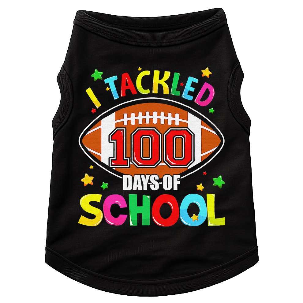 Football I Tackled 100 Day Of School  100th Day Of School Doggie Tank