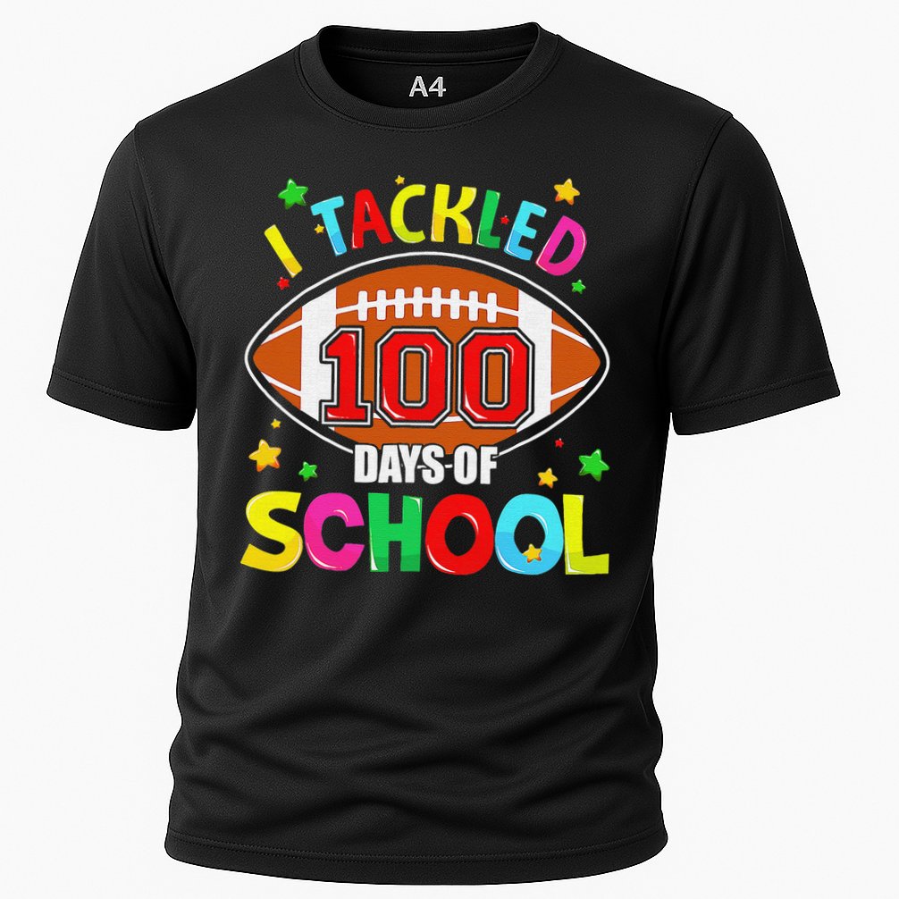 Football I Tackled 100 Day Of School  100th Day Of School Cooling Performance Crew T-Shirt