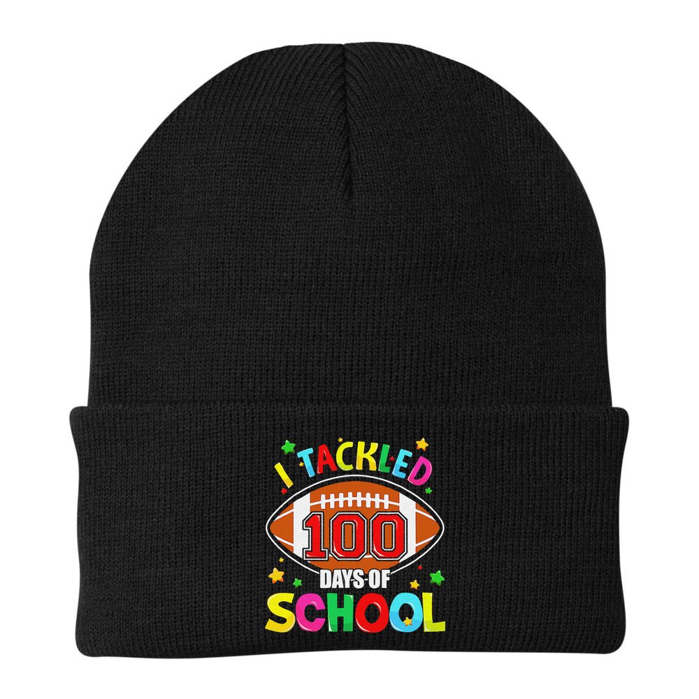 Football I Tackled 100 Day Of School  100th Day Of School Beanie