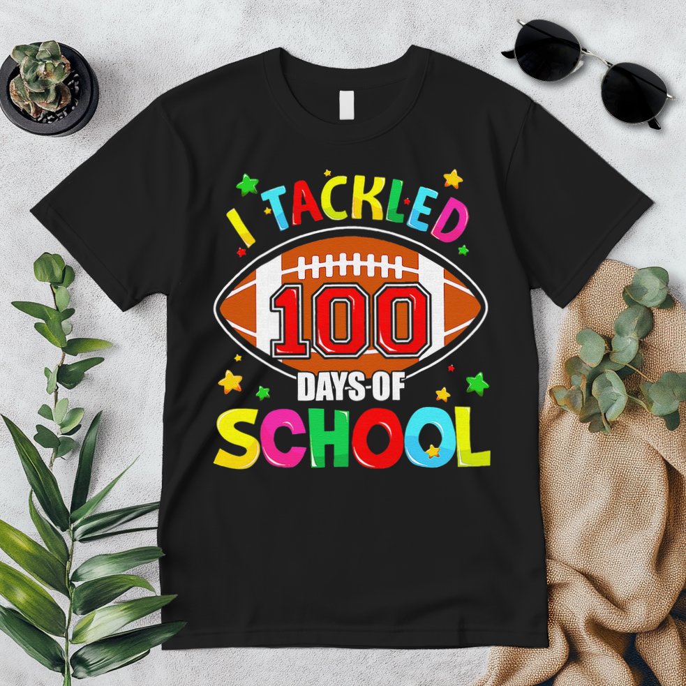 Football I Tackled 100 Day Of School  100th Day Of School Premium T-Shirt