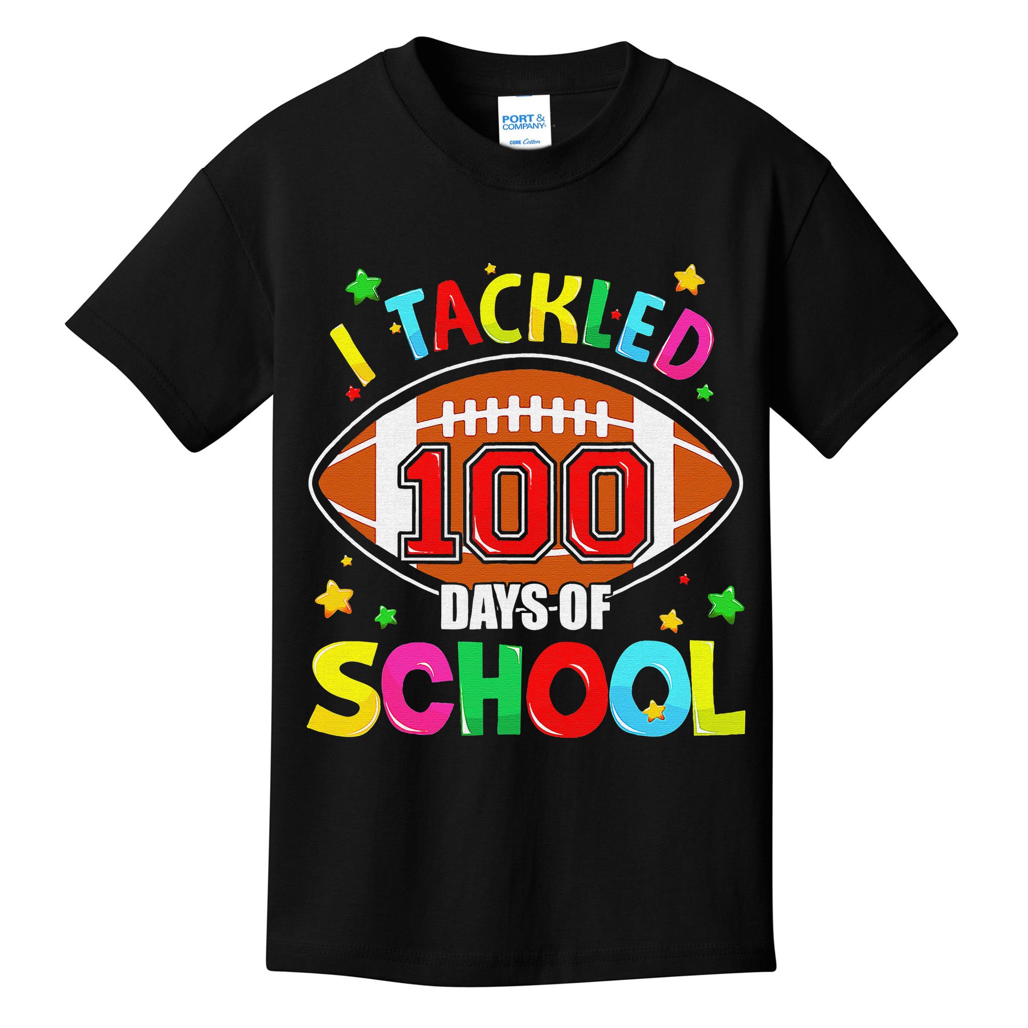 Football I Tackled 100 Day Of School  100th Day Of School Kids T-Shirt