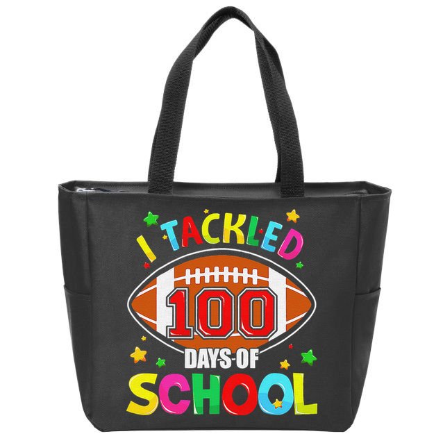 Football I Tackled 100 Day Of School  100th Day Of School Zip Tote Bag
