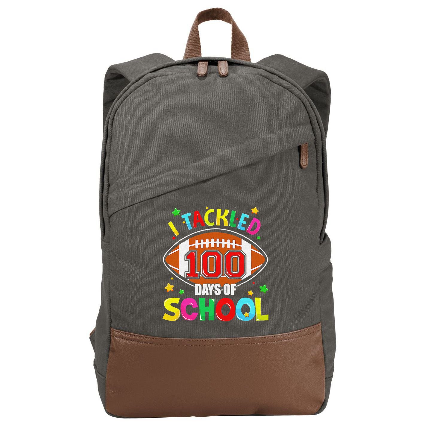 Football I Tackled 100 Day Of School  100th Day Of School Cotton Canvas Backpack