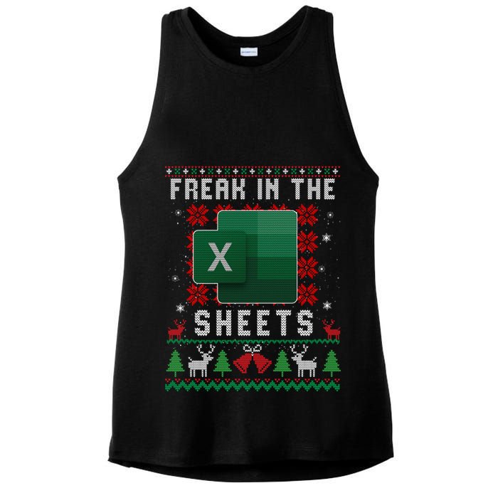 Freak In The Sheets Excel Ugly Christmas Sweater Ladies PosiCharge Tri-Blend Wicking Tank