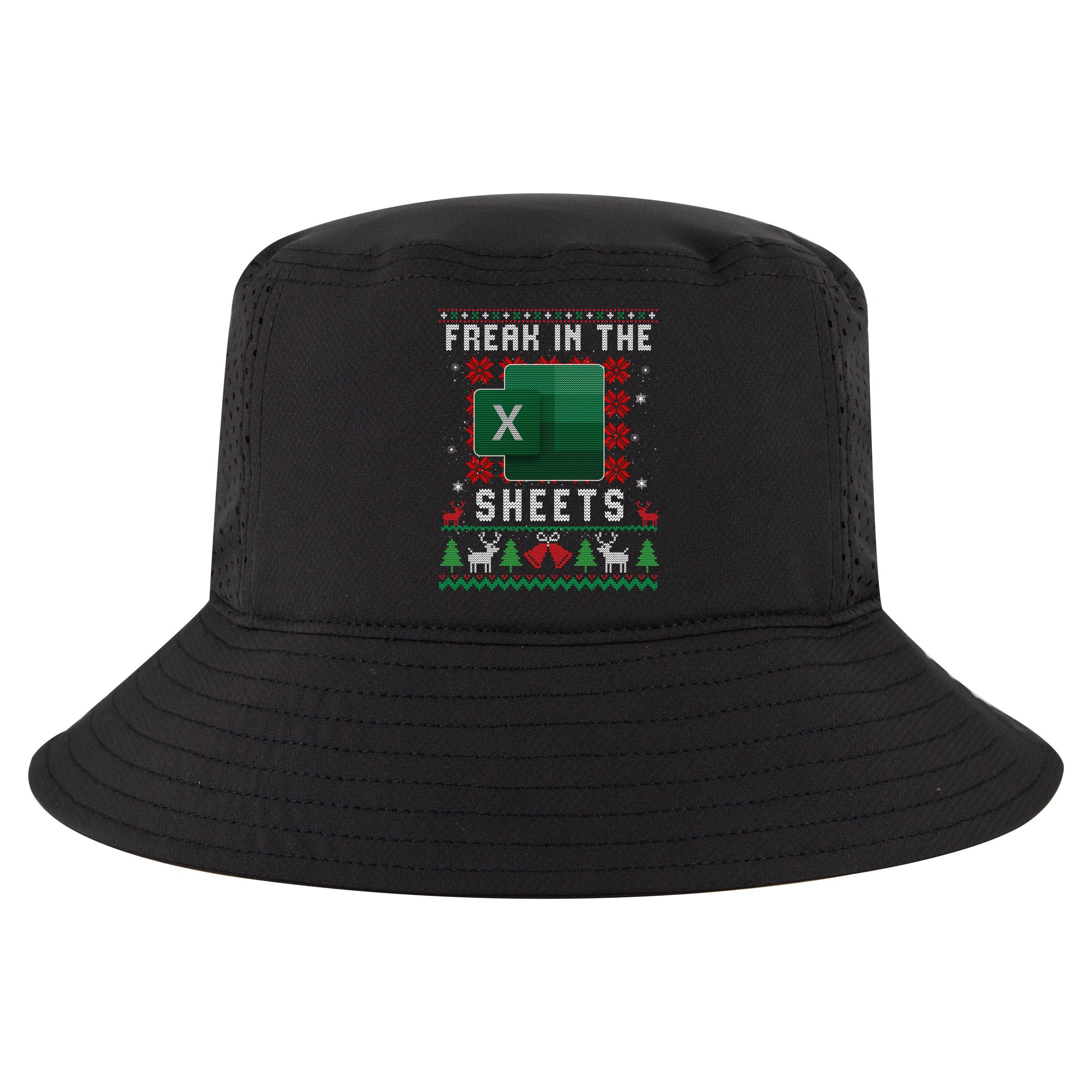 Freak In The Sheets Excel Ugly Christmas Sweater Cool Comfort Performance Bucket Hat