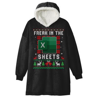 Freak In The Sheets Excel Ugly Christmas Sweater Hooded Wearable Blanket