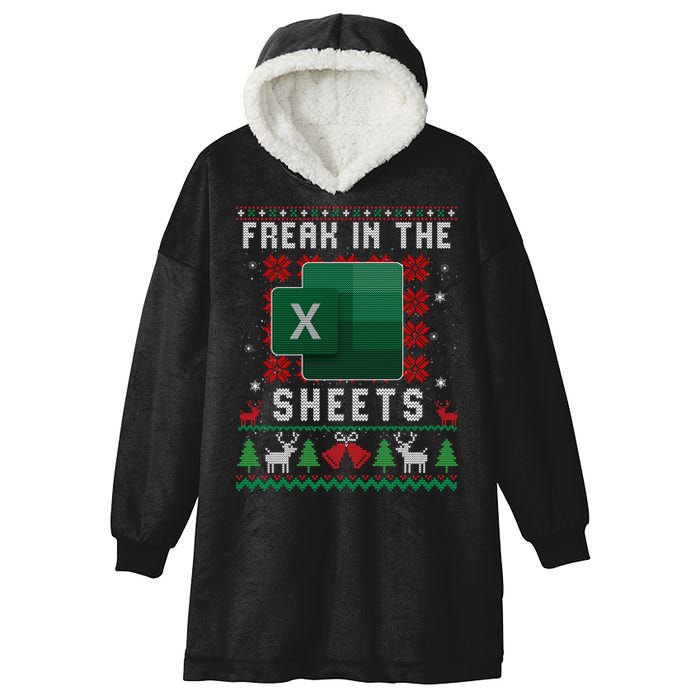 Freak In The Sheets Excel Ugly Christmas Sweater Hooded Wearable Blanket