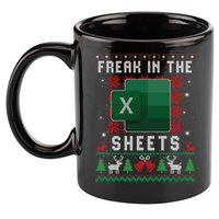 Freak In The Sheets Excel Ugly Christmas Sweater 11oz C Handle Ceramic Mug