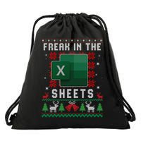 Freak In The Sheets Excel Ugly Christmas Sweater Drawstring Bag