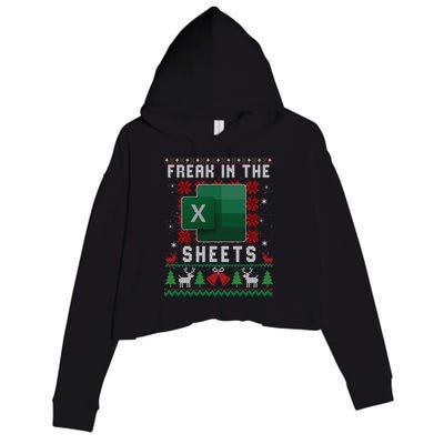 Freak In The Sheets Excel Ugly Christmas Sweater Crop Fleece Hoodie