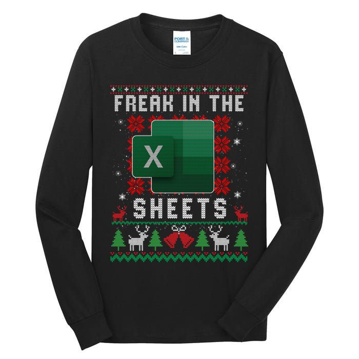 Freak In The Sheets Excel Ugly Christmas Sweater Tall Long Sleeve T-Shirt