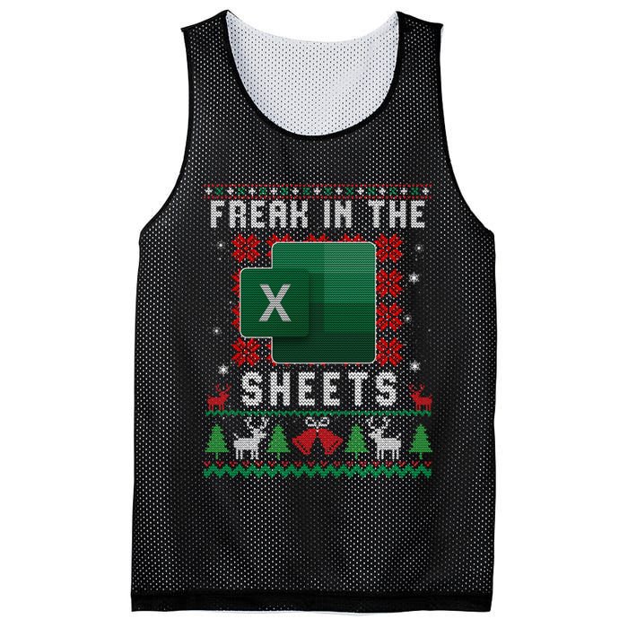 Freak In The Sheets Excel Ugly Christmas Sweater Mesh Reversible Basketball Jersey Tank