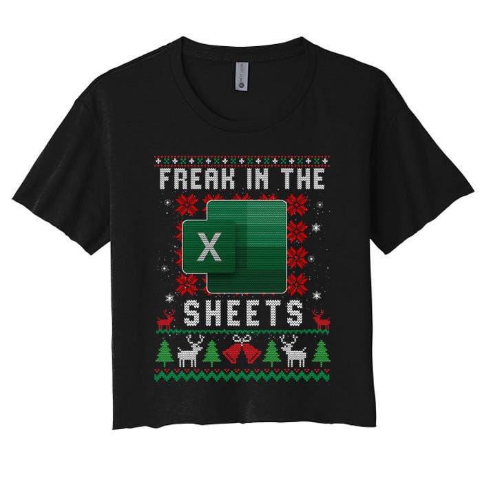 Freak In The Sheets Excel Ugly Christmas Sweater Crop Top