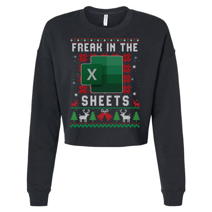 Freak In The Sheets Excel Ugly Christmas Sweater Cropped Pullover Crew