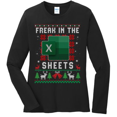 Freak In The Sheets Excel Ugly Christmas Sweater Ladies Long Sleeve Shirt