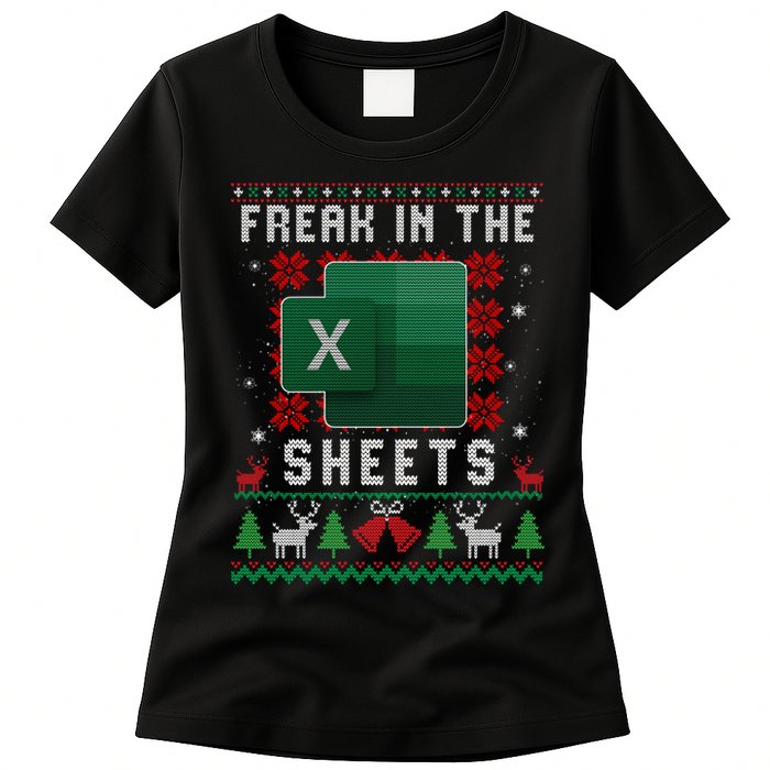 Freak In The Sheets Excel Ugly Christmas Sweater Womens T-Shirt