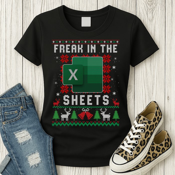Freak In The Sheets Excel Ugly Christmas Sweater Womens T-Shirt
