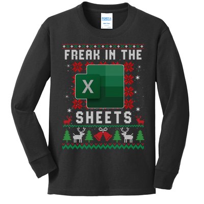 Freak In The Sheets Excel Ugly Christmas Sweater Kids Long Sleeve Shirt