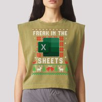Freak In The Sheets Excel Ugly Christmas Sweater Garment-Dyed Women's Muscle Tee