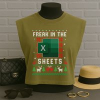 Freak In The Sheets Excel Ugly Christmas Sweater Garment-Dyed Women's Muscle Tee