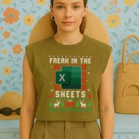 Freak In The Sheets Excel Ugly Christmas Sweater Garment-Dyed Women's Muscle Tee