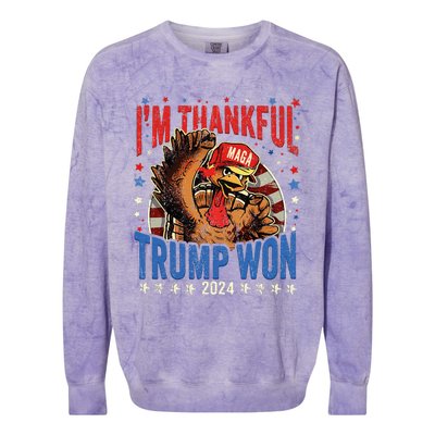 Funny IM Thankful Trump We Won 2024 Vance Inauguration 2025 Colorblast Crewneck Sweatshirt