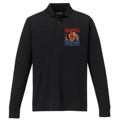 Funny IM Thankful Trump We Won 2024 Vance Inauguration 2025 Performance Long Sleeve Polo