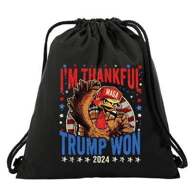 Funny IM Thankful Trump We Won 2024 Vance Inauguration 2025 Drawstring Bag