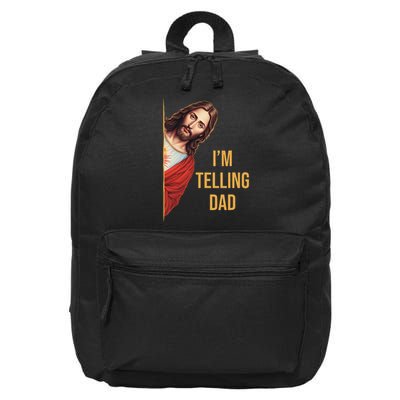 Funny Im Telling Dad Religious Christian Jesus Meme Easter 16 in Basic Backpack