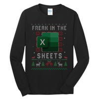 Freak In The Sheets Excel Ugly Christmas Sweater Funny Tall Long Sleeve T-Shirt