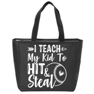 Funny I Teach My To Hit And Steal Fun Baseball Dad Mom Zip Tote Bag