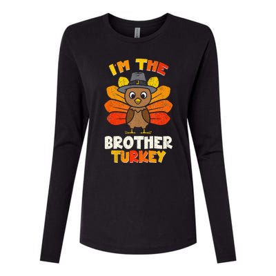 Funny Im The Brother Turkey Funny Brother Thanksgiving Womens Cotton Relaxed Long Sleeve T-Shirt