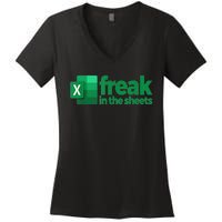 Freak In The Sheets Excel Funny Office Women's V-Neck T-Shirt