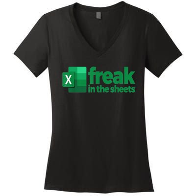 Freak In The Sheets Excel Funny Office Women's V-Neck T-Shirt