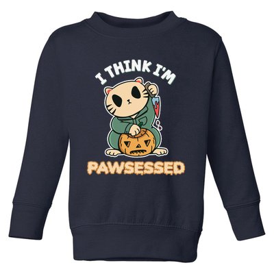 Funny I Think Im Pawsessed Possessed Fur Parent Halloween Toddler Sweatshirt