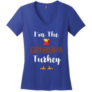 Funny Im The Grandpa Turkey Thanksgiving Family Matching Gift Women's V-Neck T-Shirt