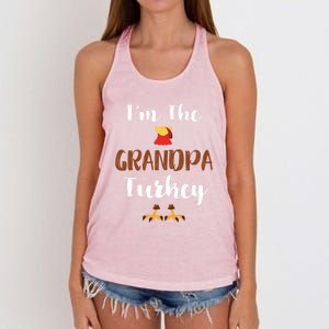 Funny Im The Grandpa Turkey Thanksgiving Family Matching Gift Women's Knotted Racerback Tank