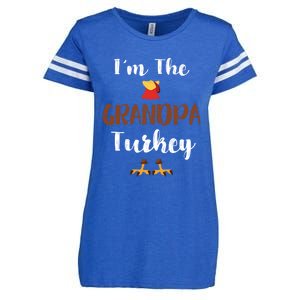 Funny Im The Grandpa Turkey Thanksgiving Family Matching Gift Enza Ladies Jersey Football T-Shirt