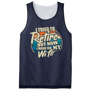 Funny I Tried To Retire But Now I Work For My Wife Mesh Reversible Basketball Jersey Tank