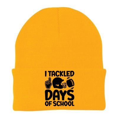 Funny I Tackled 100 Days Of School Smarter Football American Gift Knit Cap Winter Beanie