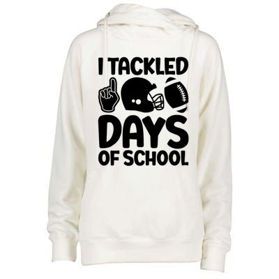 Funny I Tackled 100 Days Of School Smarter Football American Gift Womens Funnel Neck Pullover Hood