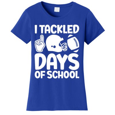 Funny I Tackled 100 Days Of School Smarter Football American Gift Women's T-Shirt