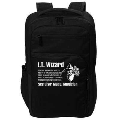Funny Information Technology Support Computer Tech It Wizard Impact Tech Backpack